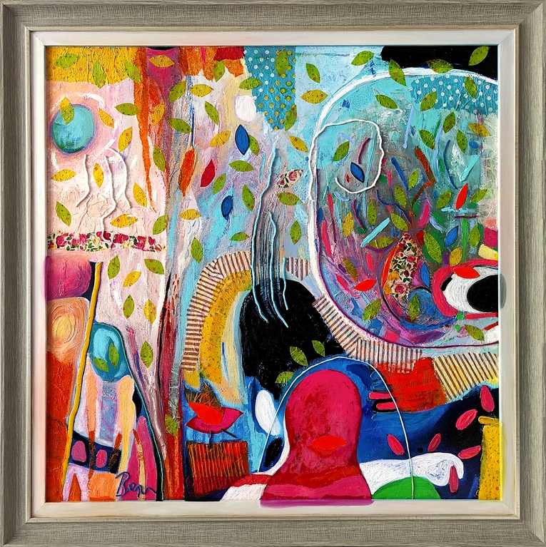 It will be a nice day oil on canvas collage 94х94 см