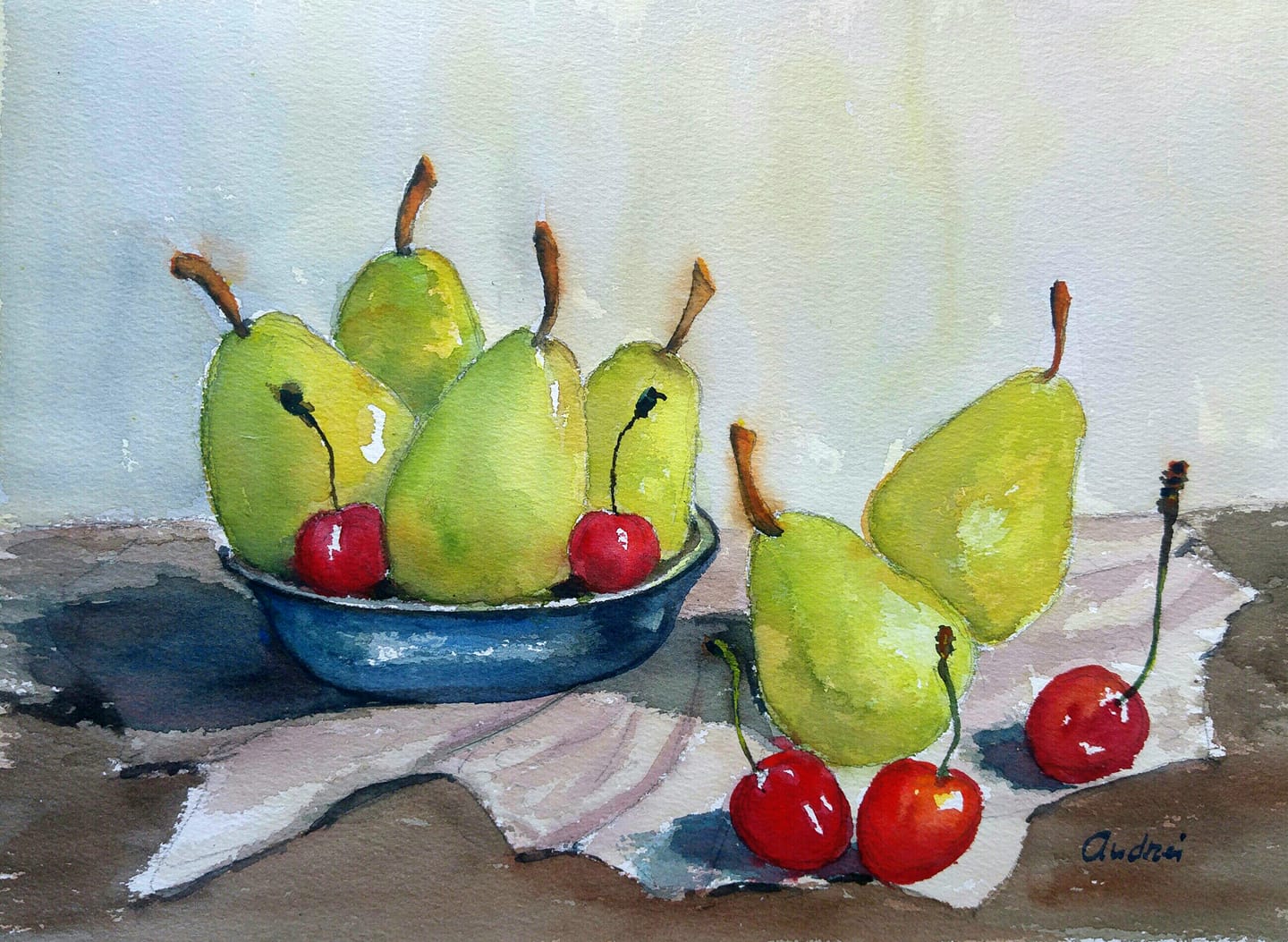 still life with fruits watercolor