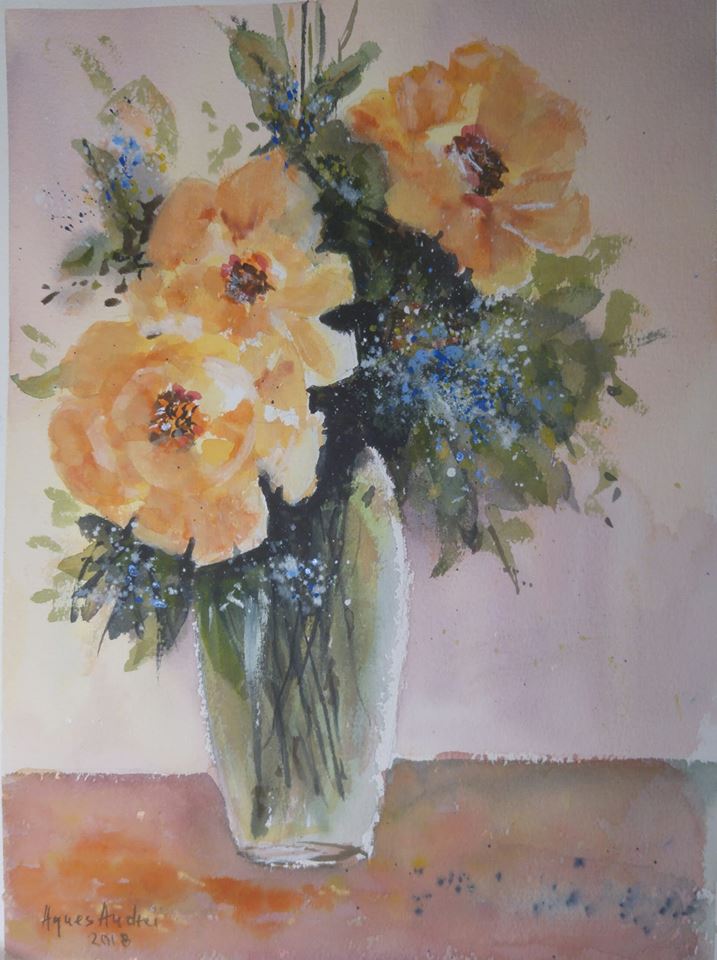yellow roses watercolor
